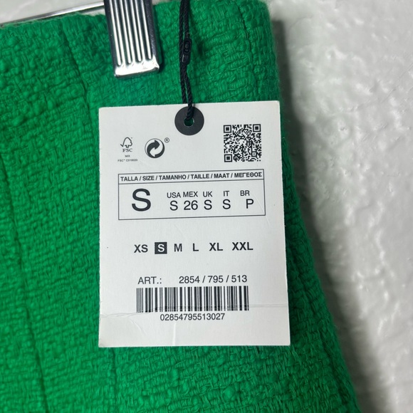 NWT Zara Green High Rise Textured Gold Button Detail Mini Skirt Size Small - Picture 4 of 6